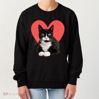 Cute Valentines Day Tuxedo Cat Lover Women's Sweatshirt thumb 0