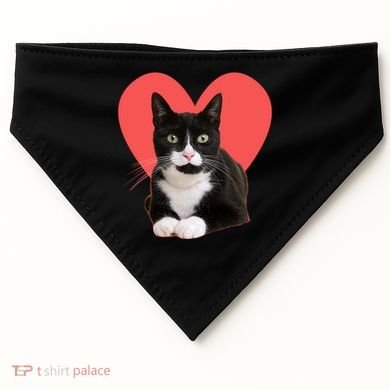 Cute Valentines Day Tuxedo Cat Lover USA-Made Doggie Bandana