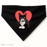 Cute Valentines Day Tuxedo Cat Lover USA-Made Doggie Bandana thumb 0