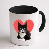 Cute Valentines Day Tuxedo Cat Lover Coffee Mug thumb 1