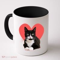 Cute Valentines Day Tuxedo Cat Lover Coffee Mug thumb 0
