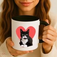 Cute Valentines Day Tuxedo Cat Lover Coffee Mug thumb 3