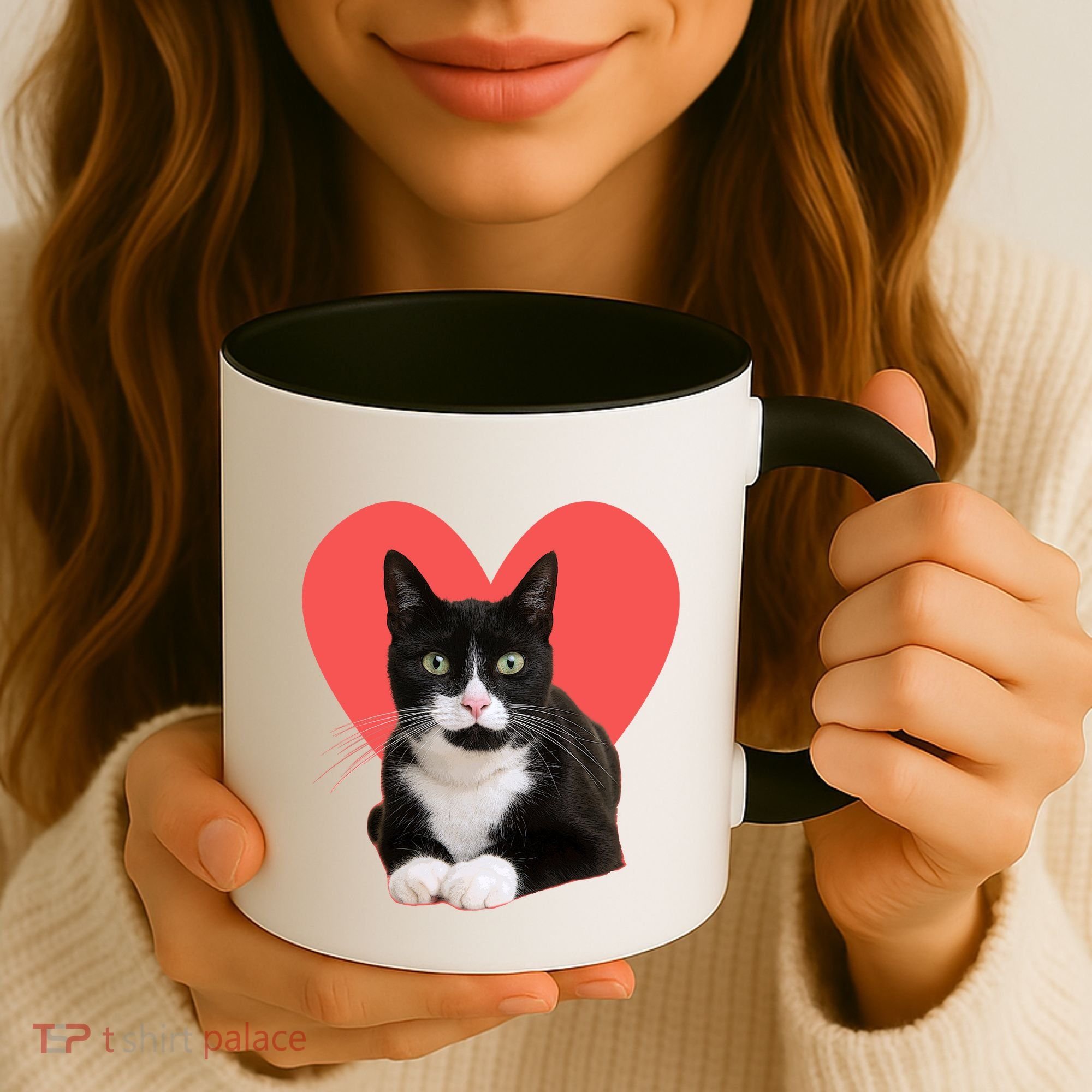 Cute Valentines Day Tuxedo Cat Lover Coffee Mug