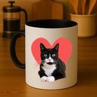 Cute Valentines Day Tuxedo Cat Lover Coffee Mug thumb 4