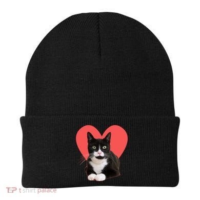 Cute Valentines Day Tuxedo Cat Lover Beanie