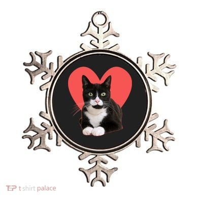 Cute Valentines Day Tuxedo Cat Lover Ornament