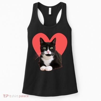 Cute Valentines Day Tuxedo Cat Lover Women's Tank Top
