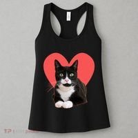 Cute Valentines Day Tuxedo Cat Lover Women's Tank Top thumb 3