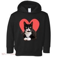 Cute Valentines Day Tuxedo Cat Lover Toddler Hoodie thumb 0