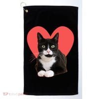 Cute Valentines Day Tuxedo Cat Lover Golf Towel thumb 0