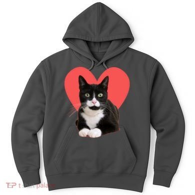 Cute Valentines Day Tuxedo Cat Lover Hoodie