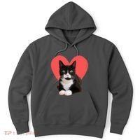 Cute Valentines Day Tuxedo Cat Lover Hoodie thumb 0