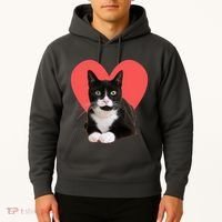 Cute Valentines Day Tuxedo Cat Lover Hoodie thumb 2