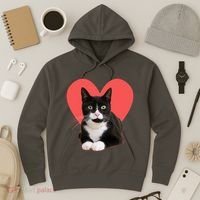 Cute Valentines Day Tuxedo Cat Lover Hoodie thumb 3