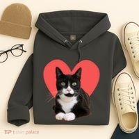 Cute Valentines Day Tuxedo Cat Lover Hoodie thumb 4