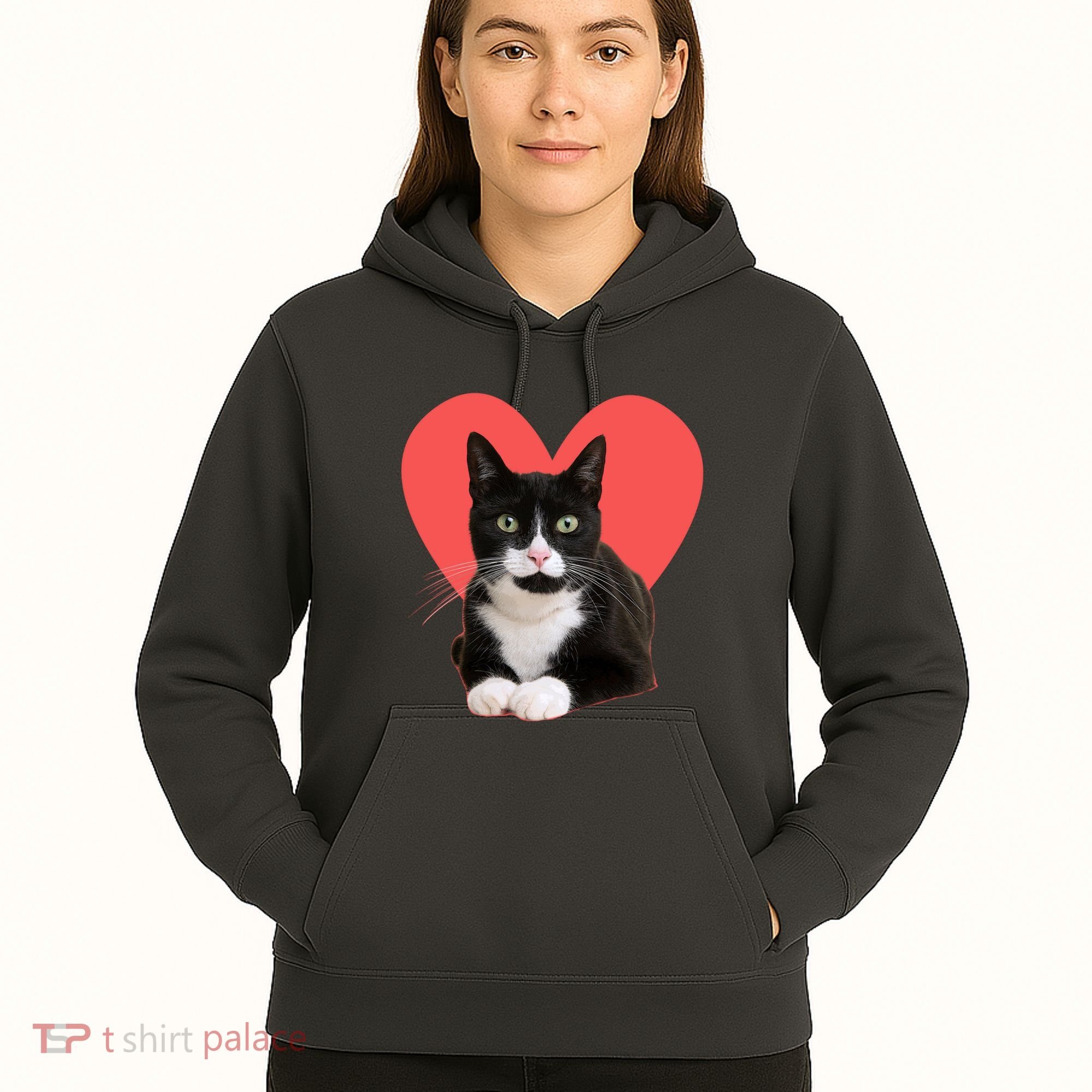 Cute Valentines Day Tuxedo Cat Lover Hoodie