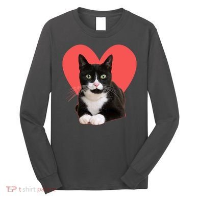 Cute Valentines Day Tuxedo Cat Lover Long Sleeve Shirt
