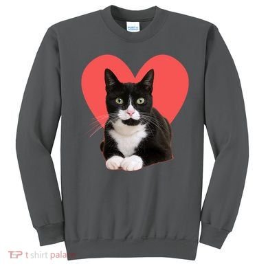Cute Valentines Day Tuxedo Cat Lover Sweatshirt