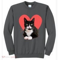 Cute Valentines Day Tuxedo Cat Lover Sweatshirt thumb 0