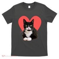 Cute Valentines Day Tuxedo Cat Lover T-Shirt thumb 0
