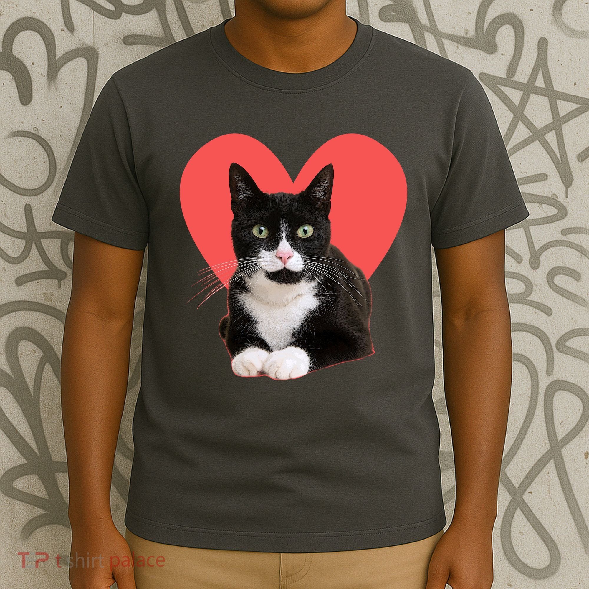 Cute Valentines Day Tuxedo Cat Lover T-Shirt