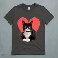 Cute Valentines Day Tuxedo Cat Lover T-Shirt thumb 5