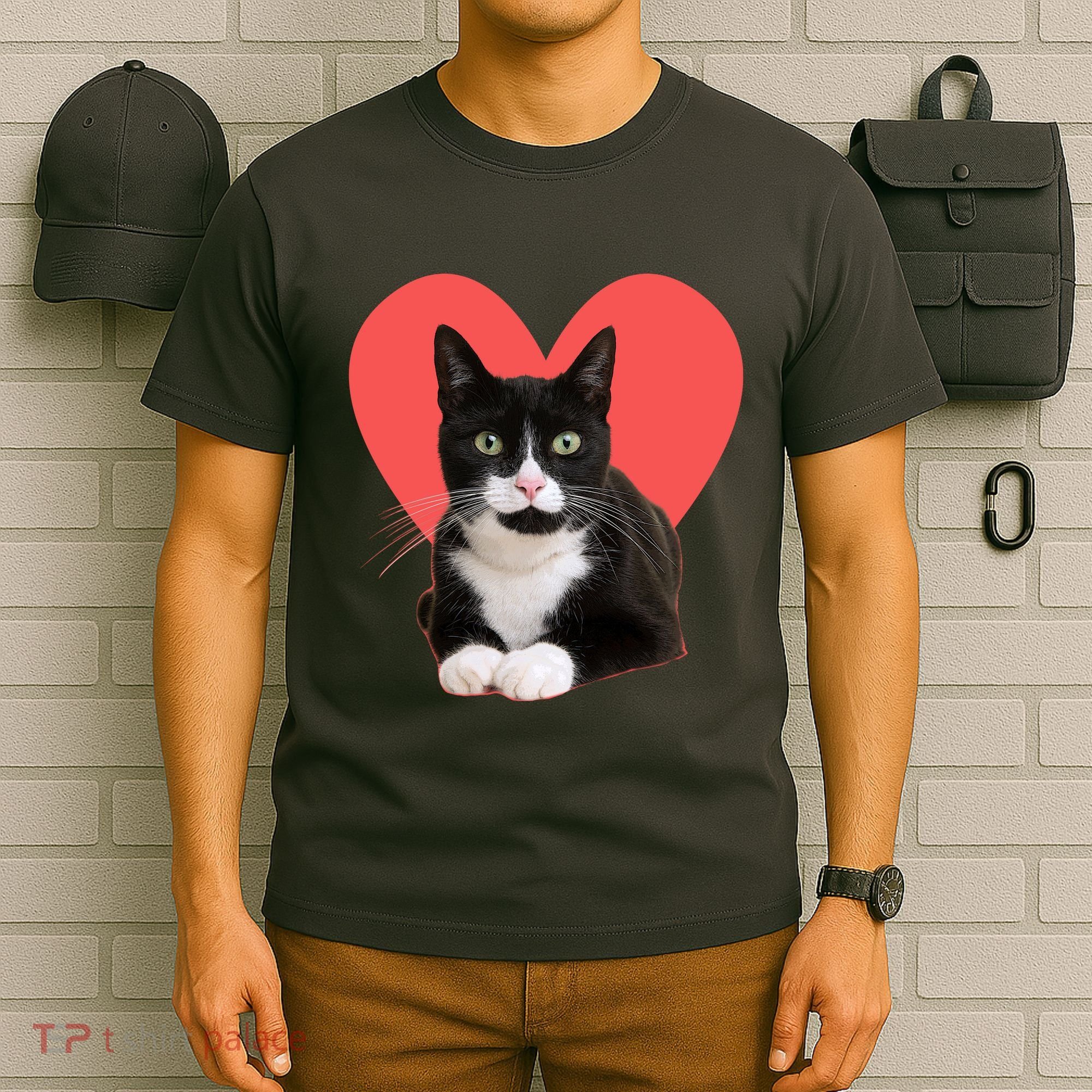 Cute Valentines Day Tuxedo Cat Lover T-Shirt
