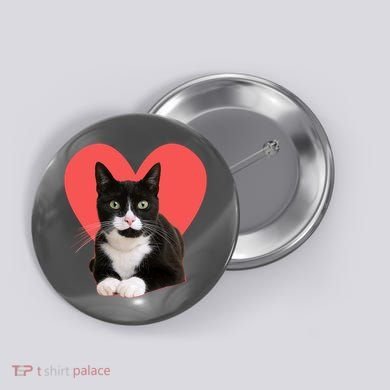 Cute Valentines Day Tuxedo Cat Lover Button
