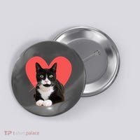 Cute Valentines Day Tuxedo Cat Lover Button thumb 0