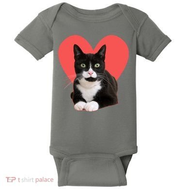 Cute Valentines Day Tuxedo Cat Lover Baby Bodysuit