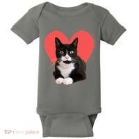 Cute Valentines Day Tuxedo Cat Lover Baby Bodysuit thumb 0