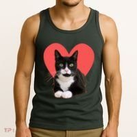 Cute Valentines Day Tuxedo Cat Lover Tank Top thumb 3