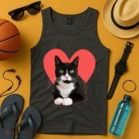 Cute Valentines Day Tuxedo Cat Lover Tank Top thumb 4