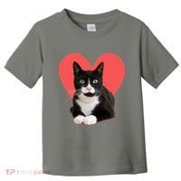 Cute Valentines Day Tuxedo Cat Lover Toddler T-Shirt thumb 0