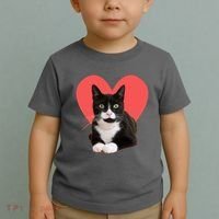 Cute Valentines Day Tuxedo Cat Lover Toddler T-Shirt thumb 2