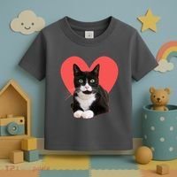 Cute Valentines Day Tuxedo Cat Lover Toddler T-Shirt thumb 3