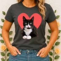 Cute Valentines Day Tuxedo Cat Lover Women's T-Shirt thumb 2