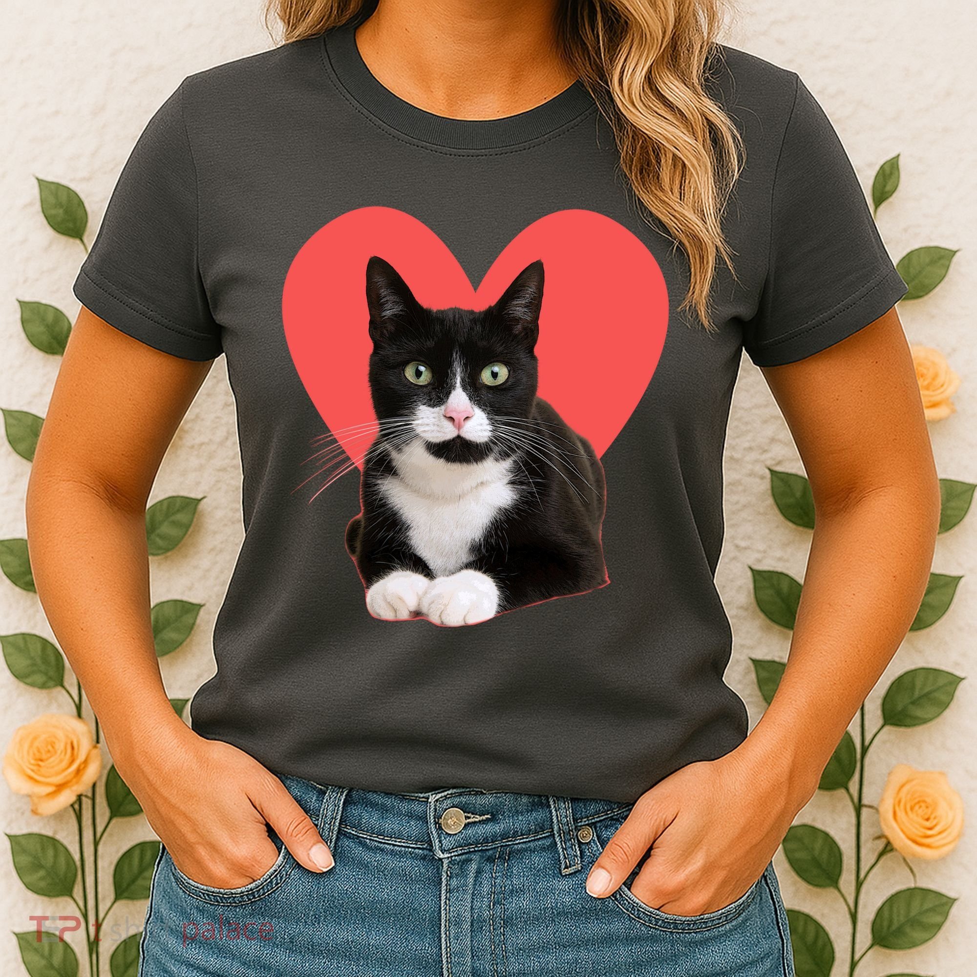 Cute Valentines Day Tuxedo Cat Lover Women's T-Shirt