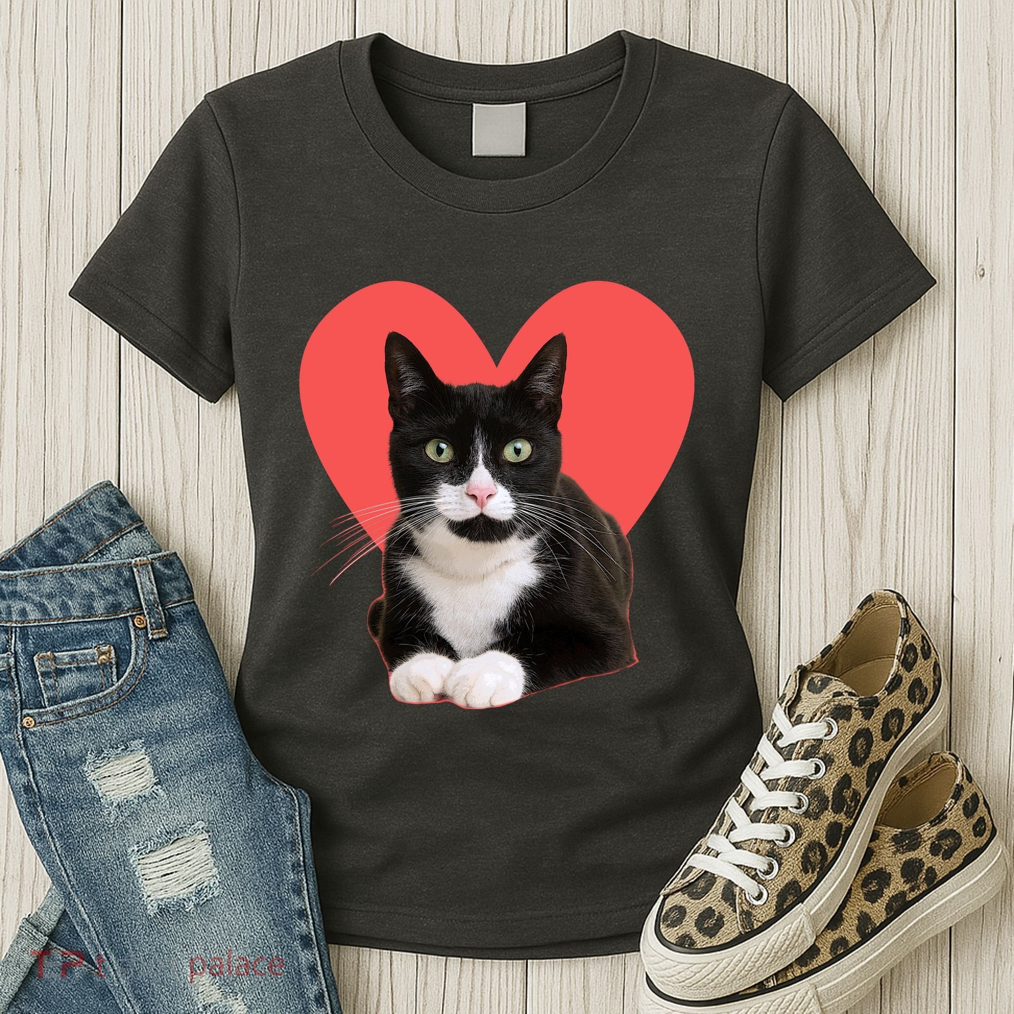 Cute Valentines Day Tuxedo Cat Lover Women's T-Shirt