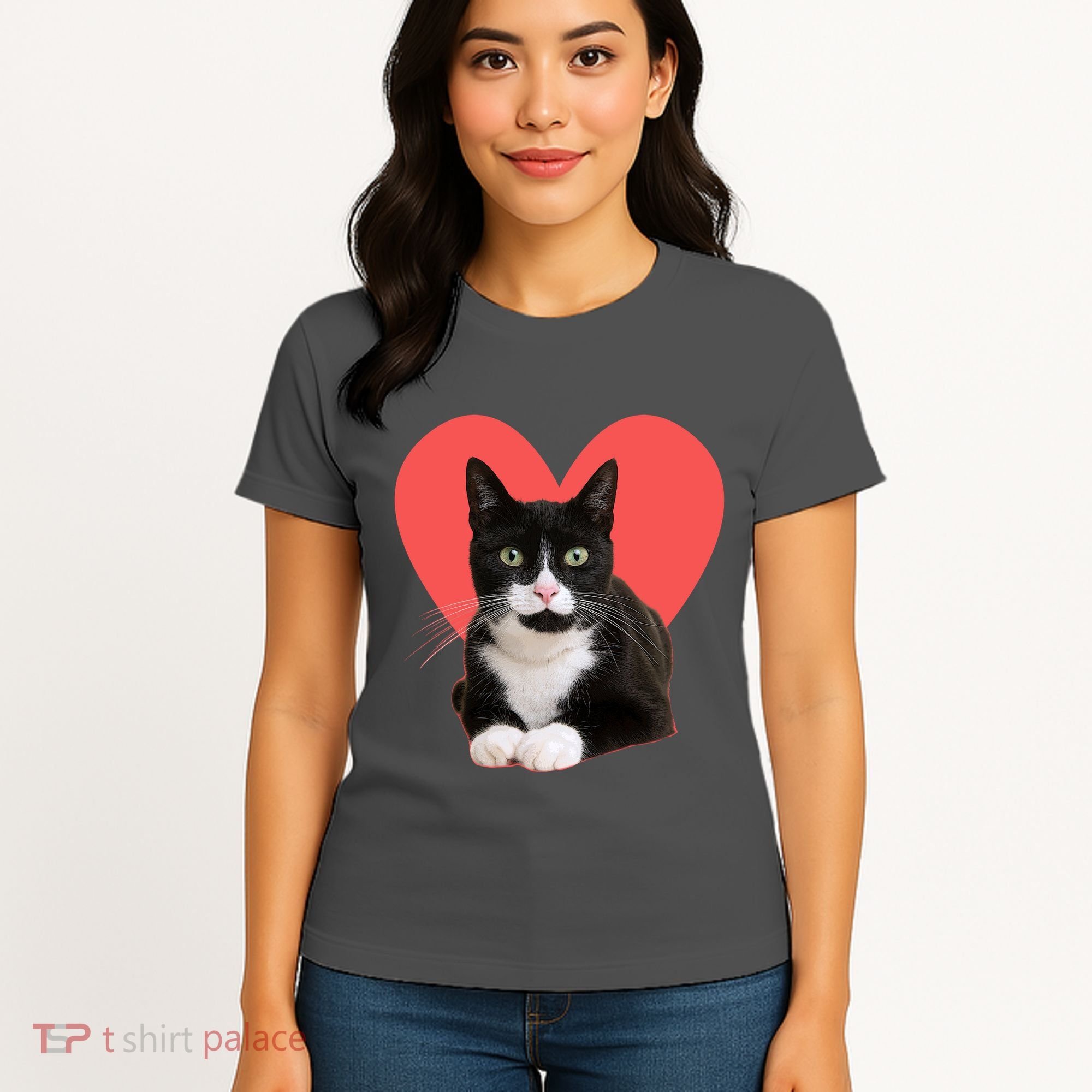 Cute Valentines Day Tuxedo Cat Lover Women's T-Shirt