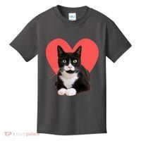 Cute Valentines Day Tuxedo Cat Lover Kids T-Shirt thumb 0