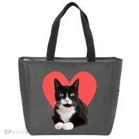 Cute Valentines Day Tuxedo Cat Lover Tote Bag thumb 0