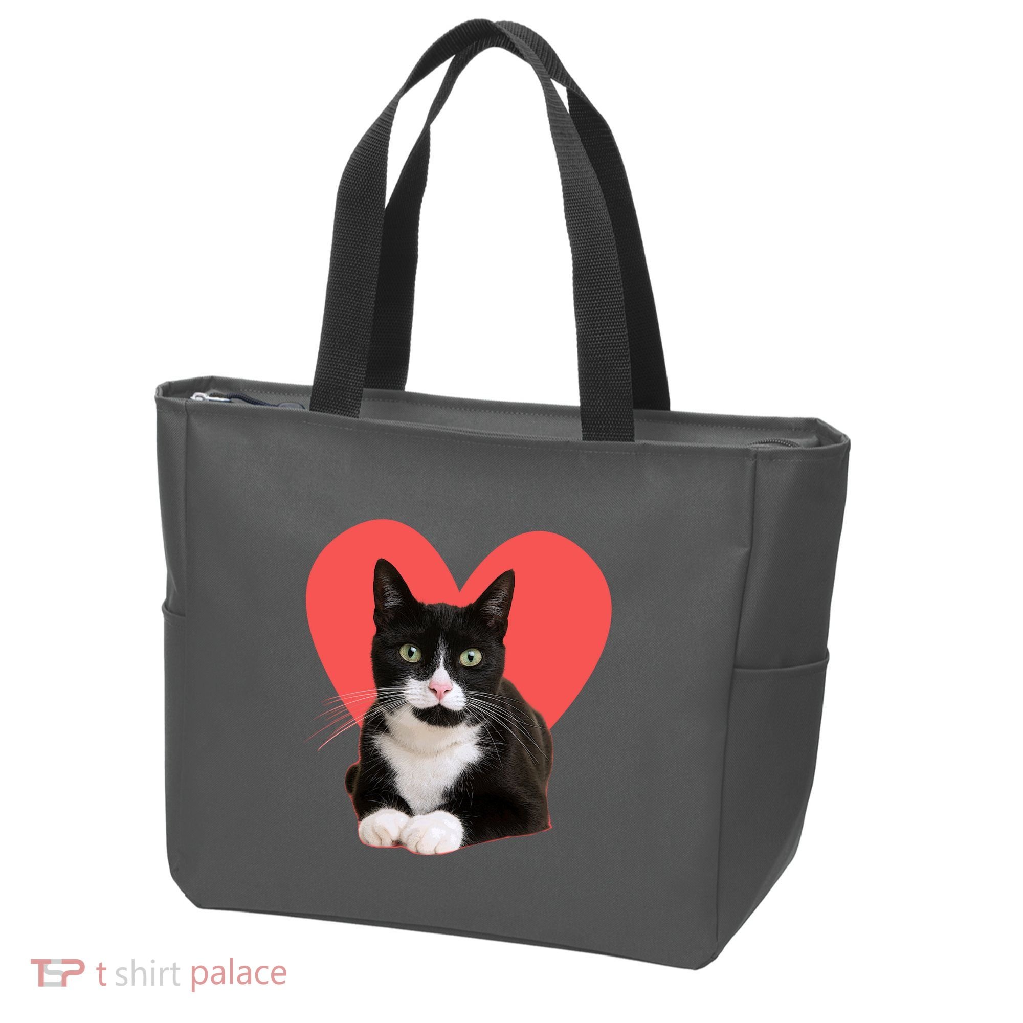 Cute Valentines Day Tuxedo Cat Lover Tote Bag