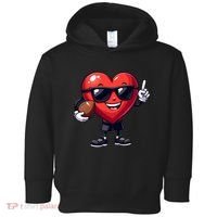 Cute Valentines Day Heart Playing Football Toddler Hoodie thumb 0
