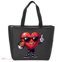 Cute Valentines Day Heart Playing Football Tote Bag thumb 0