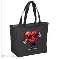 Cute Valentines Day Heart Playing Football Tote Bag thumb 2