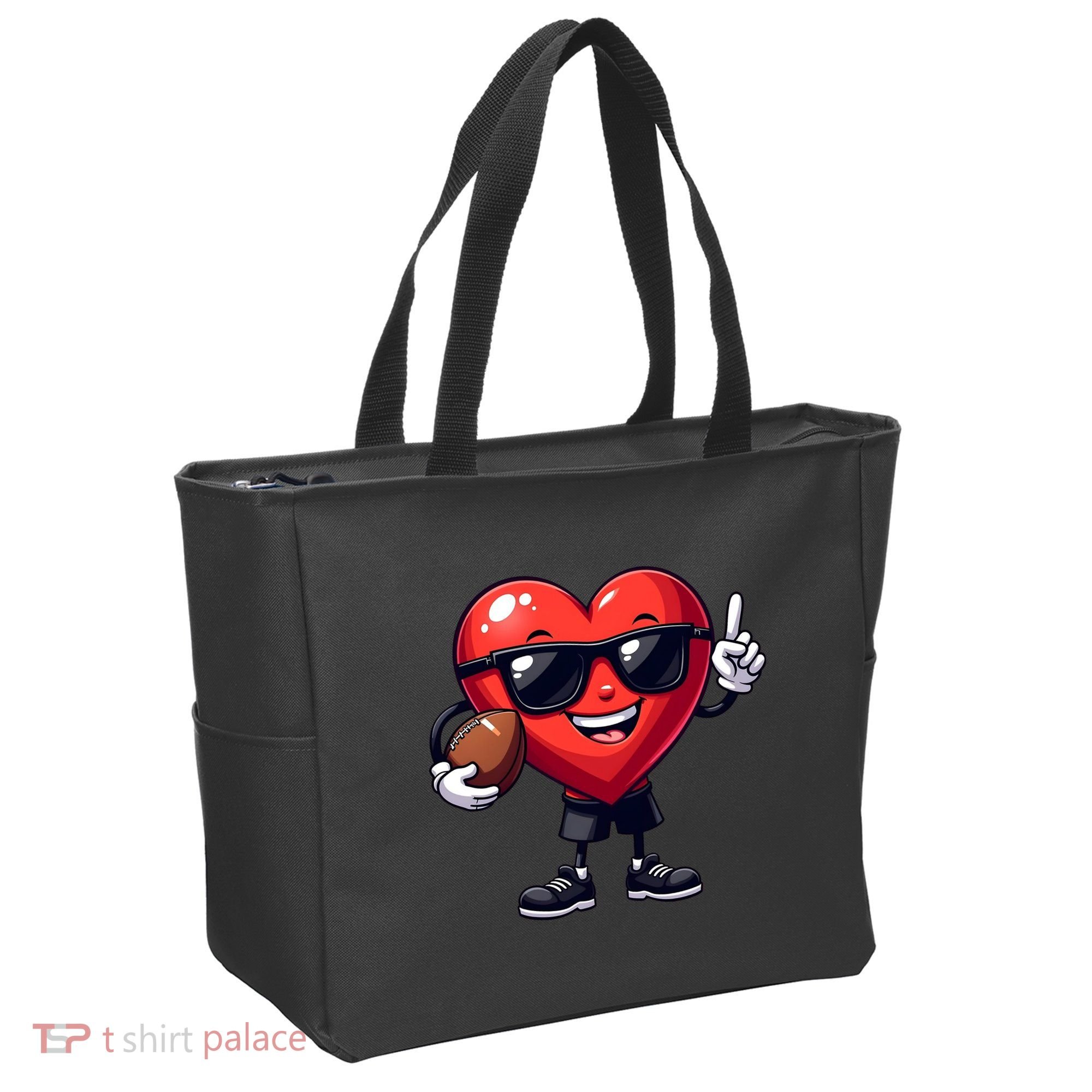Cute Valentines Day Heart Playing Football Tote Bag