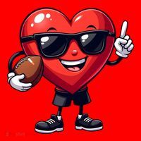 Cute Valentines Day Heart Playing Football Santa Hat thumb 1