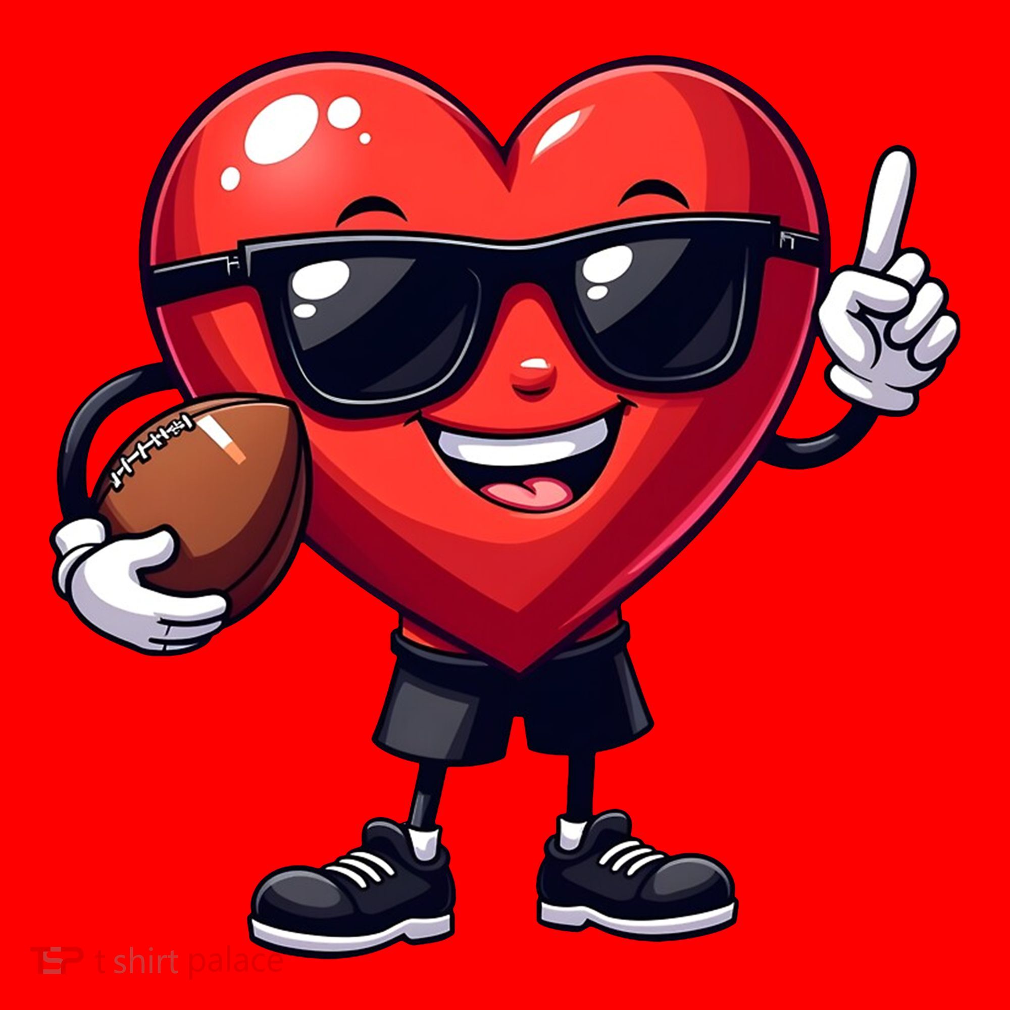 Cute Valentines Day Heart Playing Football Santa Hat