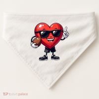 Cute Valentines Day Heart Playing Football USA-Made Doggie Bandana thumb 0